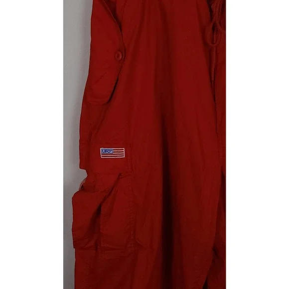 Y2K UFO RED PARACHUTTE CARGO PANTS UTILITY STREETWEAR HIP-HOP RAVE.SZ XL - Picture 6 of 9